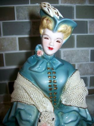Antique 1953 Florence Ceramics Blonde Camille w/ Net Lace Shawl Figurine 9 