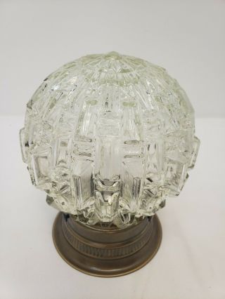 Vintage Hollywood Regency Ceiling Light Lamp Fixture Globe Glass Crystal Porch