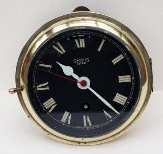 Vintage Smiths Brass Ships Astral Clock Key Wind Fully.  Bevelled Glass