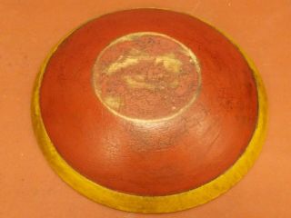 Primitive Mustard & Red Chapman Sargent Painted Dough Bowl Cleveland,  Oh