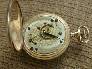 Scarce 18 Size Aurora 2 - Tone Checker Board Movement Great Hunting Case Watch