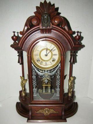 Antique Ansonia Parlor Kitchen Clock,  8 Day,  Time/strike,  Key - Wind
