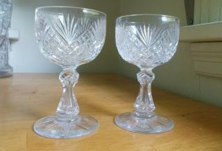 Antique American Brilliant Cut Glass Wine Glasses Lead Crystal 1880s