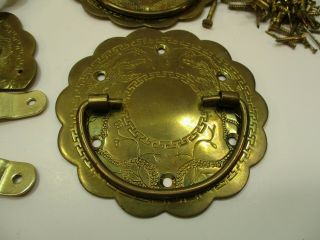 Vintage Brass Asian Inspired Hinges Trunk Hardware Whole Set 2