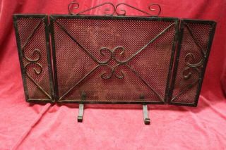 Antique French Steal Fireplace Folding Screen Fire Guard Black