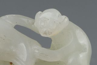 Chinese Exquisite Handmade horse monkey Carving Hetian jade statue 7