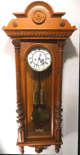Gustav Becker 2 Weight Striking Regulator Wall Clock - - Circa 1875 With Carvings