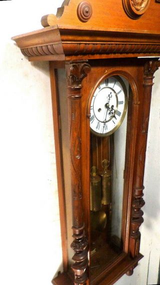 Gustav Becker 2 Weight Striking Regulator Wall Clock - - Circa 1875 With Carvings 9