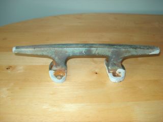Antique Vintage Solid Bronze Old Chrome Finish Boat Cleat 9 - 3/4 