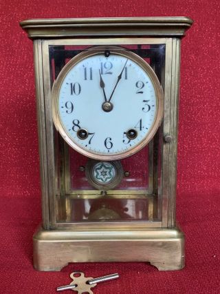 Antique Ansonia Clock Co Crystal Regulator Victorian Mantle 8 Day