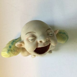 Antique German Porcelain Crying Cherub Baby Angel Figurine Hatpin Holder 2.  5” 3