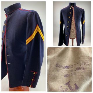 Rare Usmc Marine 1904 Dress Blue Corporal Tunic Uniform Coat 1906 - 1907