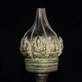 Chinese Antique Tibetan Buddhism Old Bronze Lotus Lamp Oil lamp 4