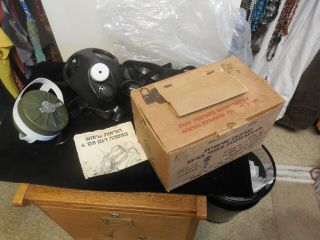 Vintage Israeli Gas Mask With Filter & Box Made In Israel