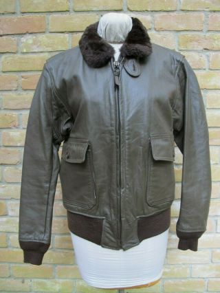 Gently Vintage 1984 Us Navy G - 1 Bomber Leather Jacket,  Ralph Edwards,  Sz 40