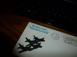 US Navy Blue Angels Visit Moffett Field Stamped Envelope Team Rocker Patch NASA 2