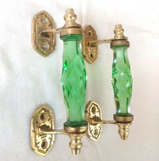 2 Ps Glass Green Door Handle W Brass Puller Cabinet Kitchen Knobs Home Decor