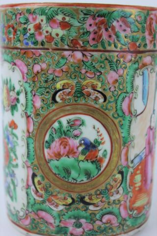 19th Century Chinese Porcelain Famille Rose Canton Hand Painted Mug Cup Tankard 5