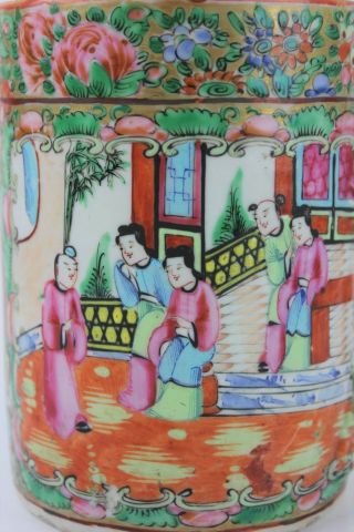 19th Century Chinese Porcelain Famille Rose Canton Hand Painted Mug Cup Tankard 6
