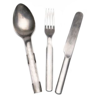 Swedish Army Cutlery Set Stainless Steel Spoon Fork Knife Kit Flatware