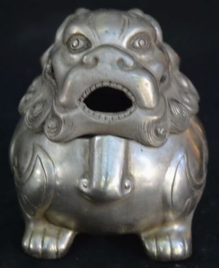 Chinese Collectable Handwork Old Miao Silver Carve Exorcism Lucky God Beast Box 2