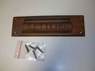 Vintage Solid Brass Letter Mail Door Slot With Screws