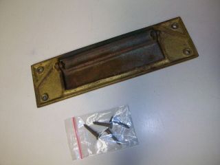 Vintage Solid Brass Letter Mail Door Slot With Screws 4