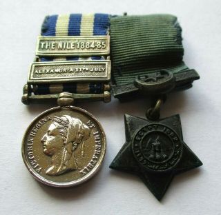 2 Clasp Egypt Medal & Khedive Star Naval Miniature Pair
