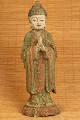 Big Rare Chinese Old Wood Buddha Statue Blessing Table Home Decoration