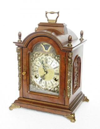 Vintage Warmink Dutch Moonphase Bell - Striking Mahogany Bracket Clock,  10 1/4 " H