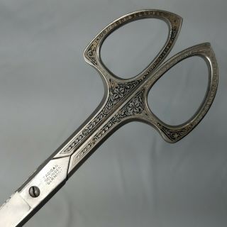 Cadigan Solingen Germany Ornate 9 - 1/2 Inch Barber Sheer Scissor Long Blade 3