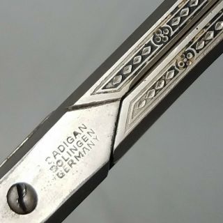 Cadigan Solingen Germany Ornate 9 - 1/2 Inch Barber Sheer Scissor Long Blade 5