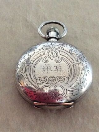 Antique Illinois Watch Co. ,  Fancy Coin Silver Full Hunter Cased Pocket Watch,