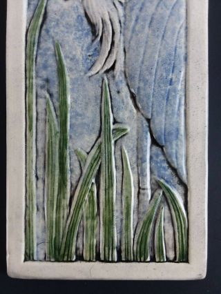 Vintage Art Tile Heron Bird Facing Left Relief Earth Song Shannon Gresham 12x5 4