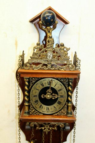 Old Wall Clock Dutch Zaanse Zaandam Warmink Wuba 8 Day Clock heigth 55 cm FHS 2