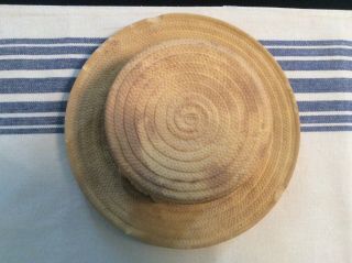 Antique Straw Hat Yelloware Biscuit Butter Dish Caneware 2