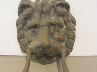 Antique Vintage Lion Head Door Knocker Solid Bronze 2