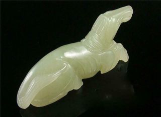 Antique Old Chinese Nephrite Celadon Jade Netsuke Pendant Toggle Horse 3