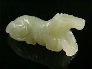 Antique Old Chinese Nephrite Celadon Jade Netsuke Pendant Toggle Horse 4