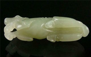 Antique Old Chinese Nephrite Celadon Jade Netsuke Pendant Toggle Horse 8