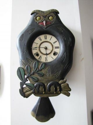 Rare Owl Rolling Eye Cuckoo Well Clock.
