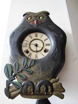 Rare Owl Rolling Eye Cuckoo well clock. 2