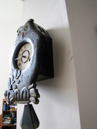 Rare Owl Rolling Eye Cuckoo well clock. 5