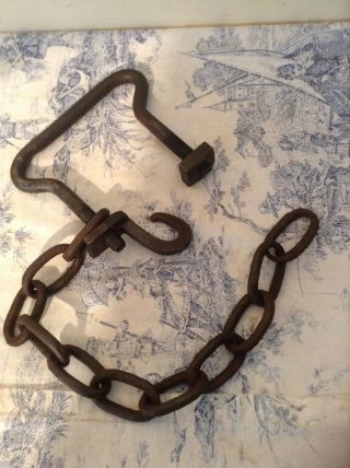 Vintage French Industrial Heavy Duty Iron Chain - Salvaged Farming (2386a)