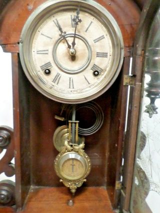 Terrific F.  Kroeber Teardrop Walnut Parlor Clock With RARE Arrow Pendulum - - 1880 6
