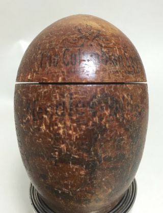 The Columbian Wooden Egg Needle Case 1893 Worlds Fair Souvenir Antique Darning