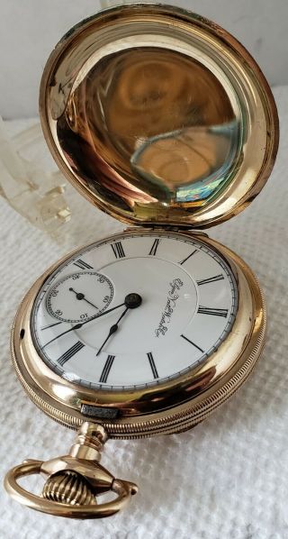 18s Elgin Pocket Watch Gold Filled Choo Choo Hunter Case 4