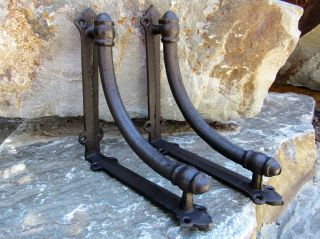 Set Of 2 Cast Iron Shelf Brackets Antique - Style Tubular Rustic 7 " X 7 "