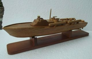 Old Model Wooden Boat Vintage Pt Boat Patrol Boat Antique Hull Boat - Boat Hull