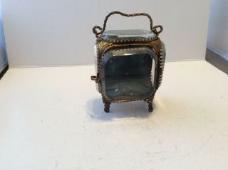 Antique Beveled Glass And Brass Watch Holder/ Stand